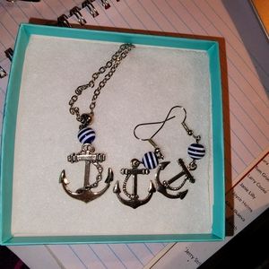 Nautical Anchor Necklace/Earrings Set